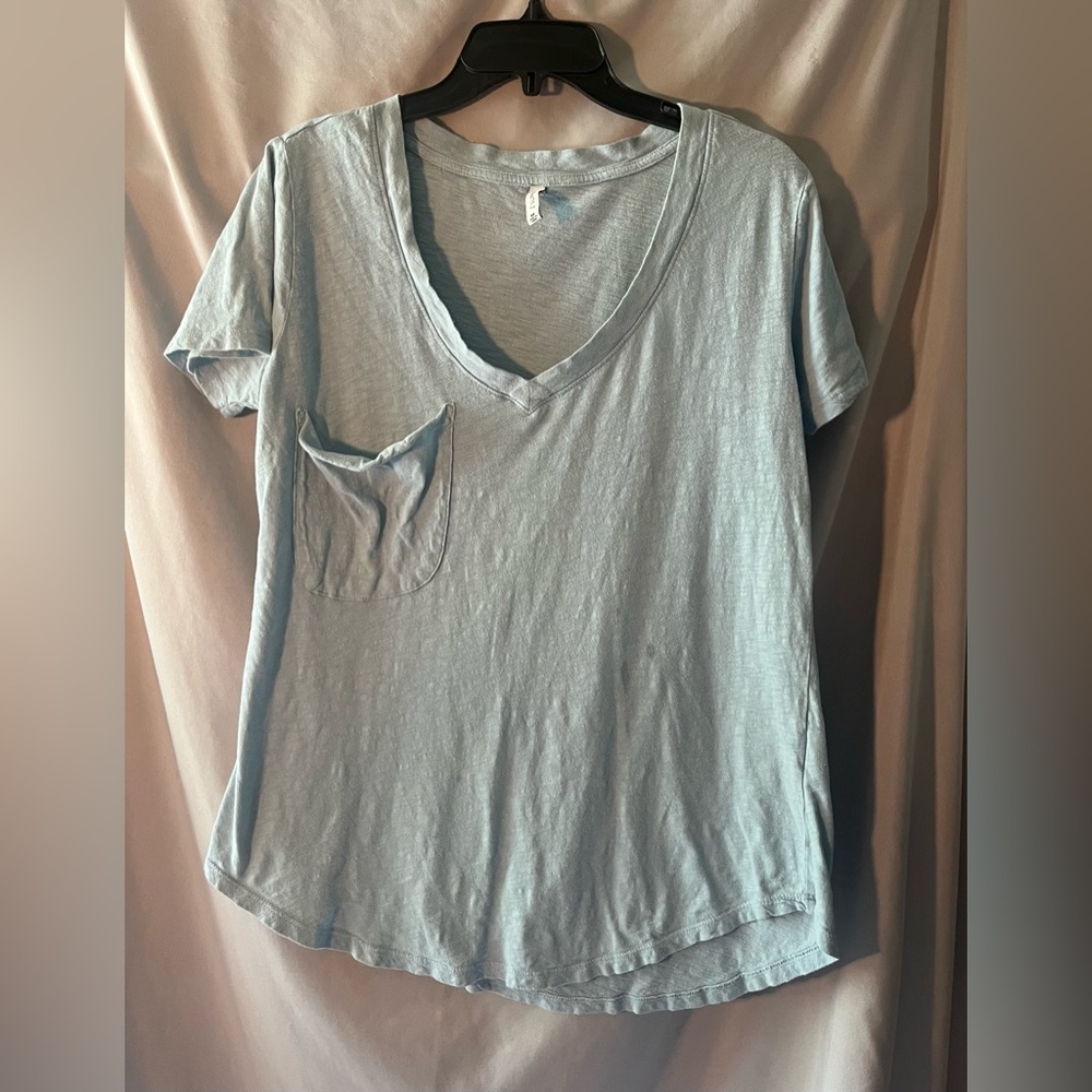 Z Supply Light Blue V-Neck Pocket Tee
